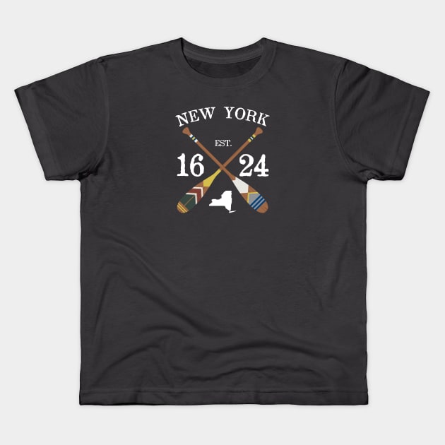 Paddle New York, NY Lake Life Painted Oars Kids T-Shirt by GreatLakesLocals